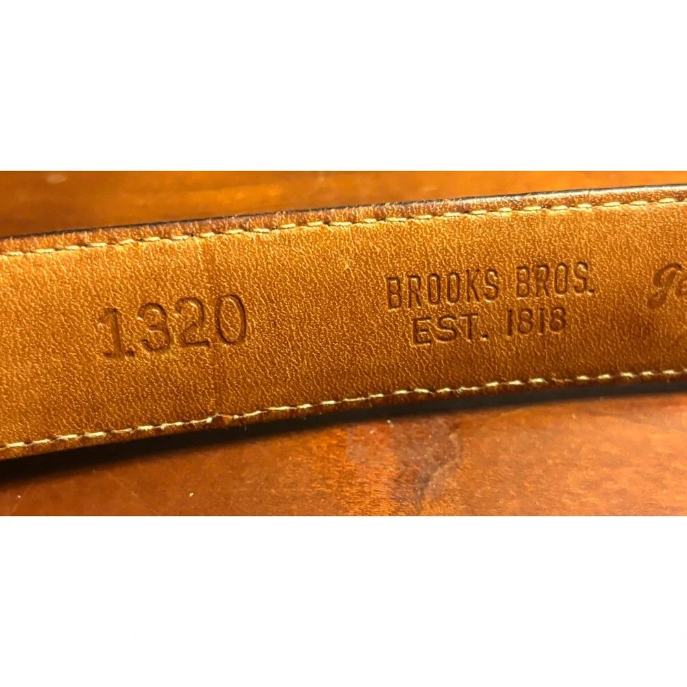 Vintage Brooks Brothers Mens Brown Genuine Alligator Leather Belt Brass USA 36